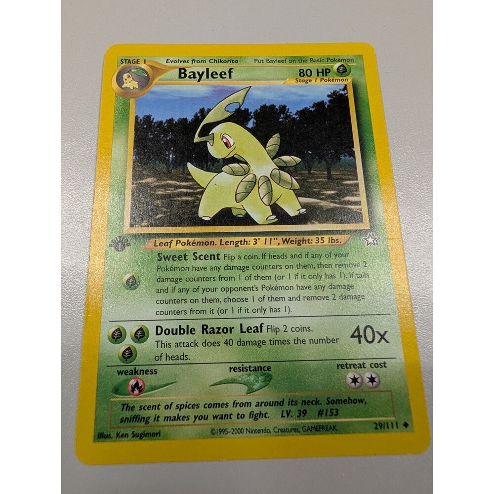 Bayleef 29/111 Neo Genesis first edition Regular pokemon card vintage